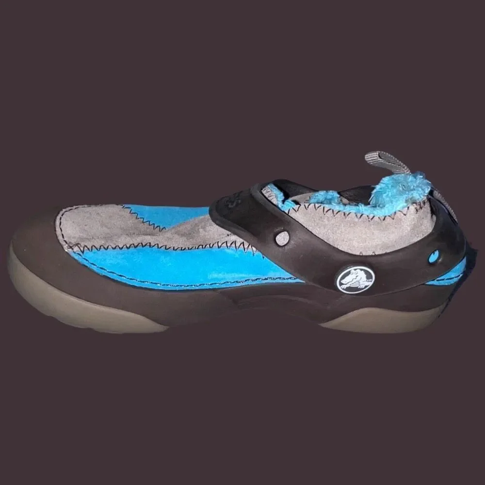 Youth Crocs Dawson Faux Fur Blue Brown SEF1554 J 1 Size Kids 1